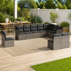 Durable 10-Piece Modular Grey Outdoor Sofa Set