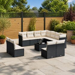 Premium 12 Piece Black Modular Outdoor Garden Sofa Set