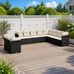 Premium 10 Piece Modular Garden Sofa Set in Black