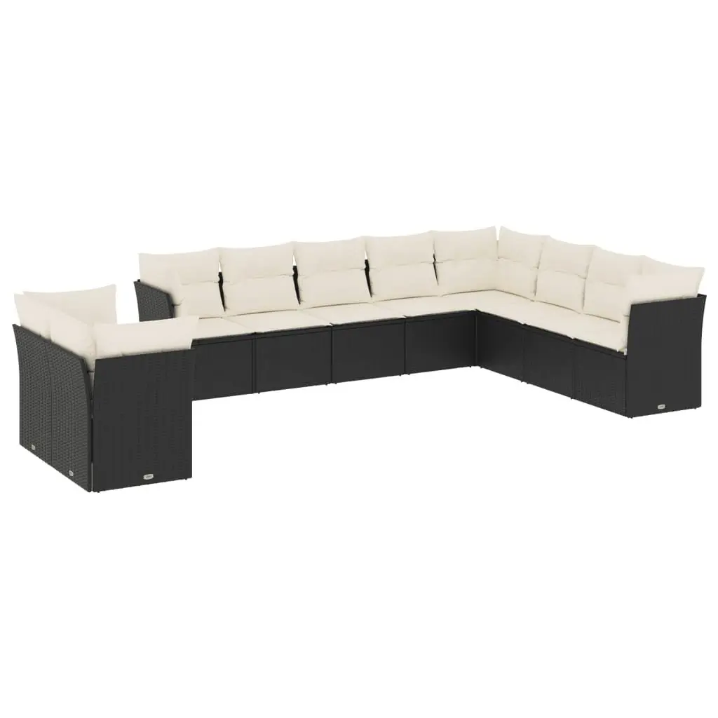 10 Piece Modular Garden Sofa Set in Black