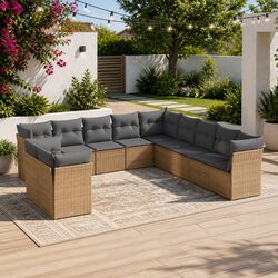11 Piece Modular Rattan Garden Sofa Set with Cushions