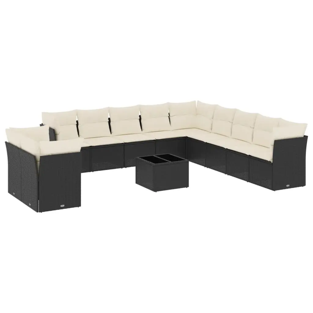 Garden Sofa Set Poly Rattan 12 Piece Outdoor Furniture Black