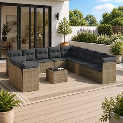 High-Quality 12 Piece Grey Outdoor Sofa Set with Cushions