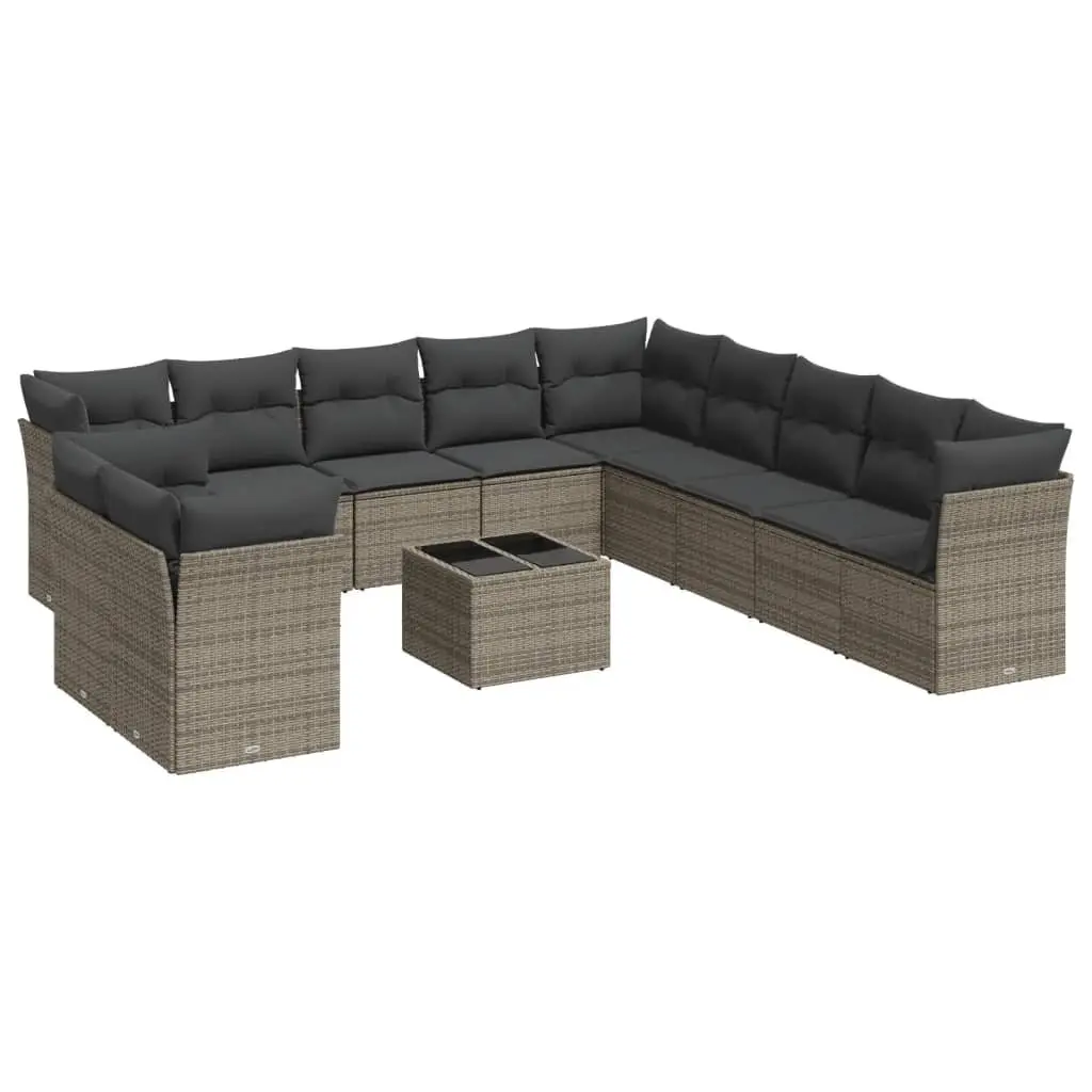 12 Piece Grey Outdoor Sofa Set with Cushions