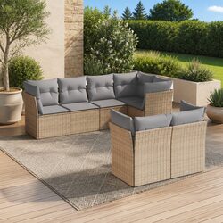 Beige Modular 7-Piece Outdoor Garden Sofa Set