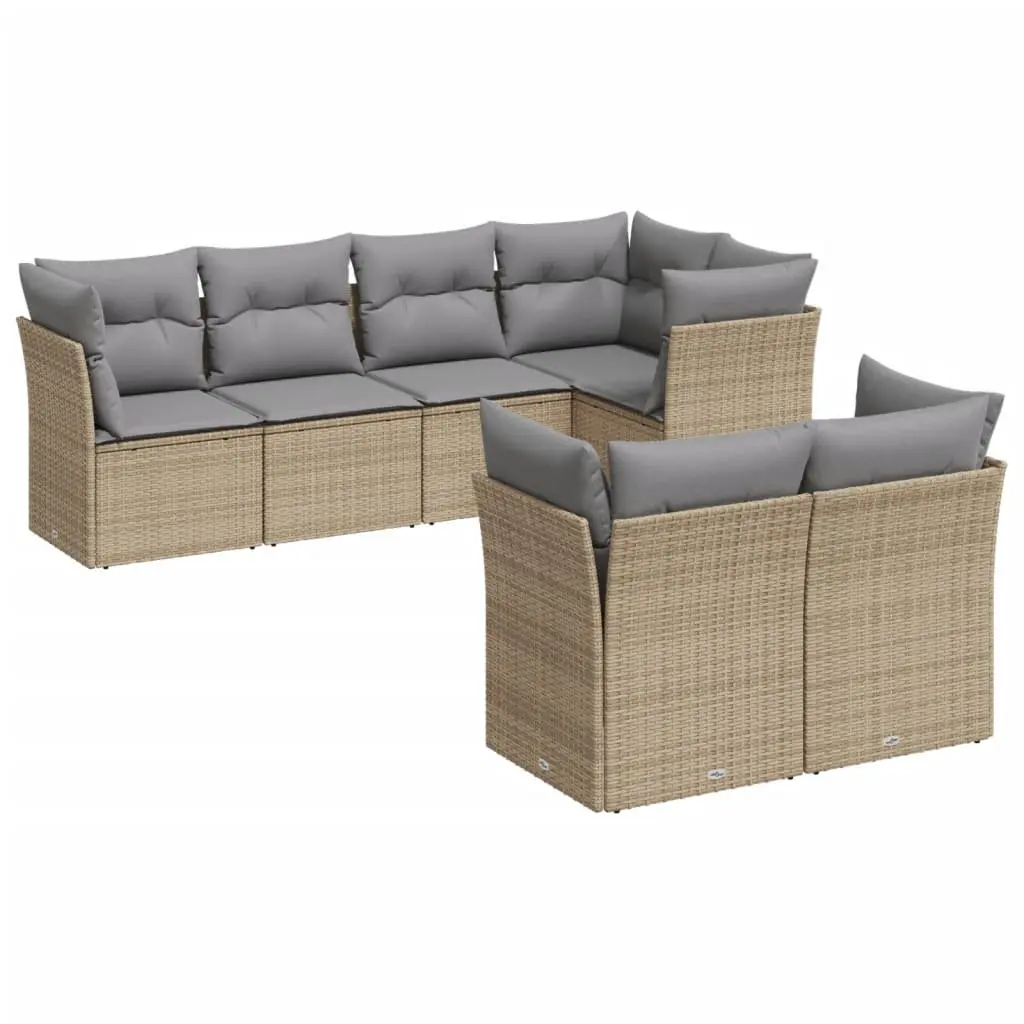 Beige Modular 7-Piece Outdoor Garden Sofa Set
