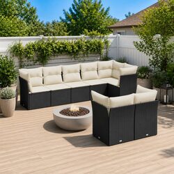 Durable 8 Piece Garden Sofa Set with Cushions
