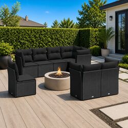 Durable 8-Piece Modular Garden Sofa Set with Cushions