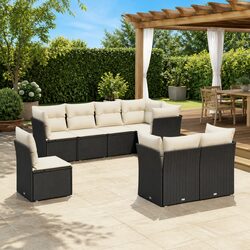Modular Black Rattan Garden Sofa Set - 8 Pieces