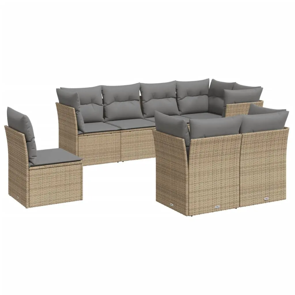 8 Piece Beige Garden Sofa Set for Outdoor Living