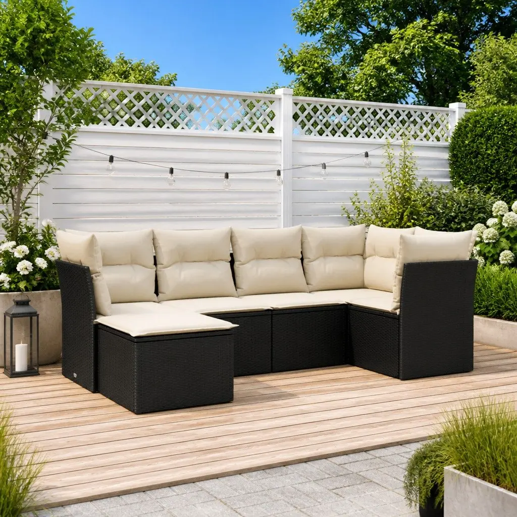 Black Poly Rattan Outdoor Garden Sofa Set