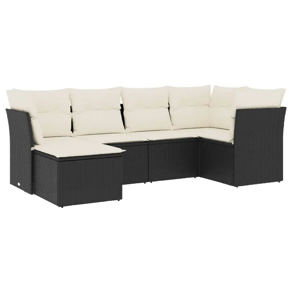 Black Poly Rattan Outdoor Garden Sofa Set