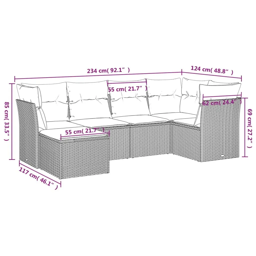 Black Poly Rattan Outdoor Garden Sofa Set