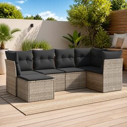Durable Garden Sofa Set with Modular Design and Grey Cushions