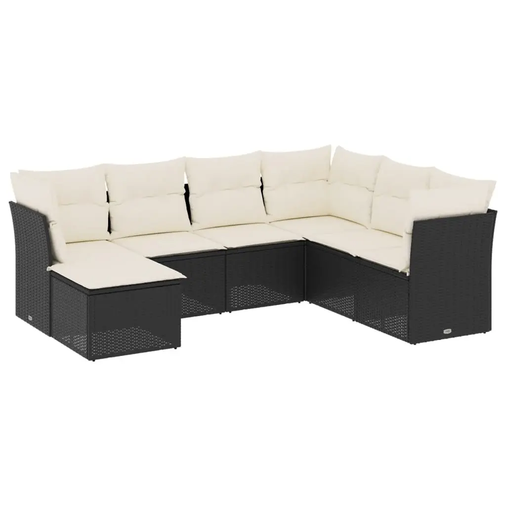Garden Sofa Set PE Rattan 7 Piece Modular Outdoor Furniture Black