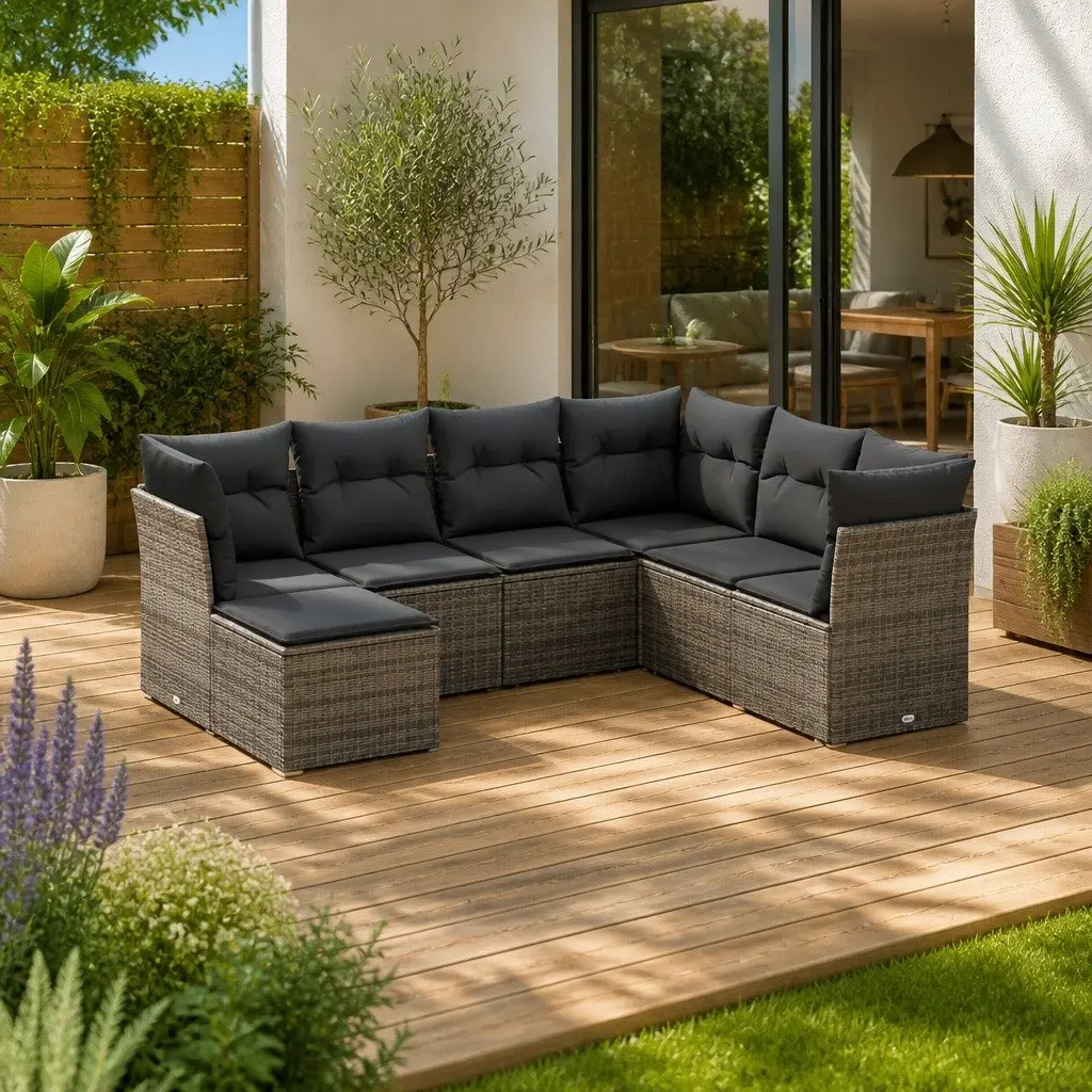 7 Piece Grey Outdoor Garden Sofa Set