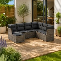 High-Quality 7 Piece Grey Outdoor Garden Sofa Set