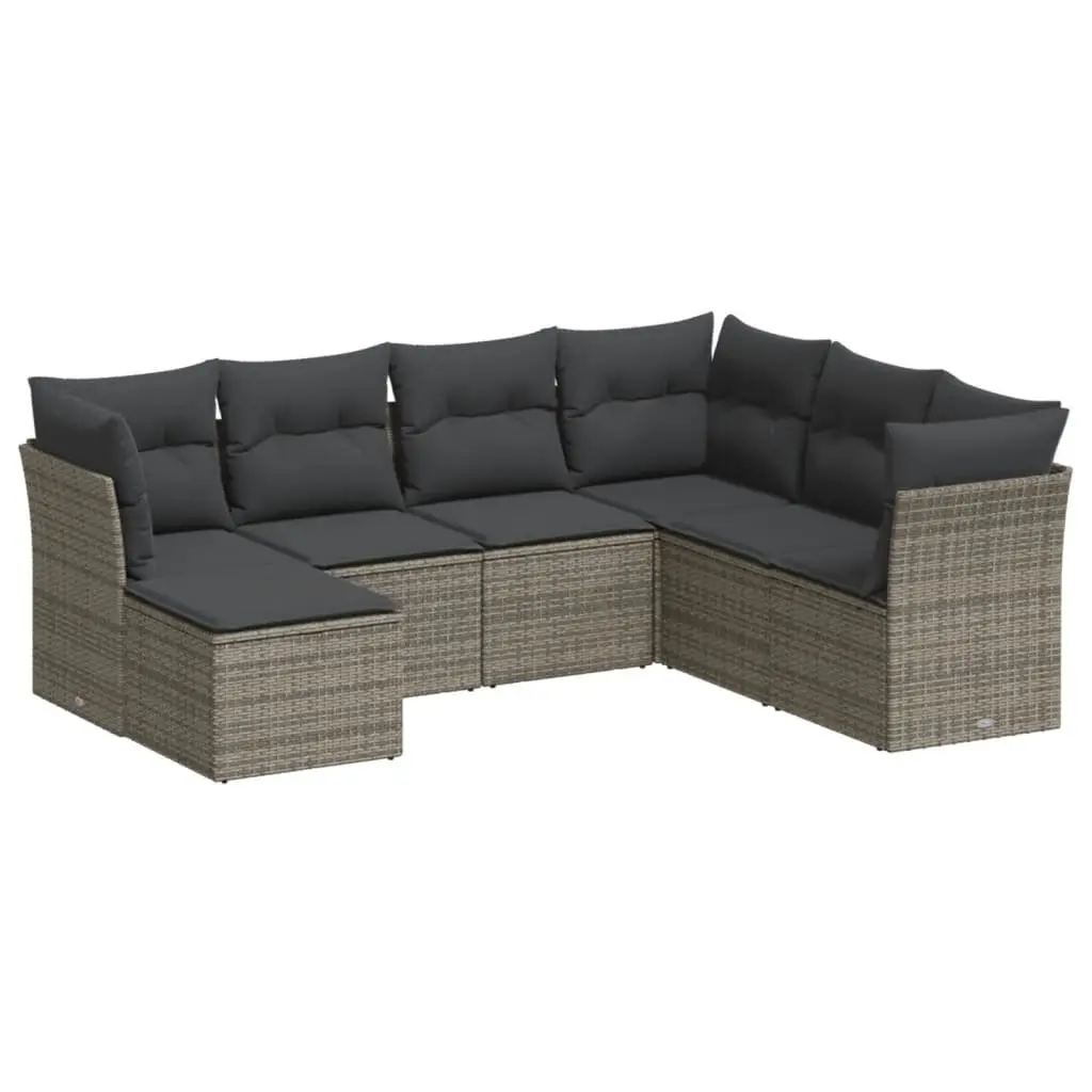 7 Piece Grey Outdoor Garden Sofa Set