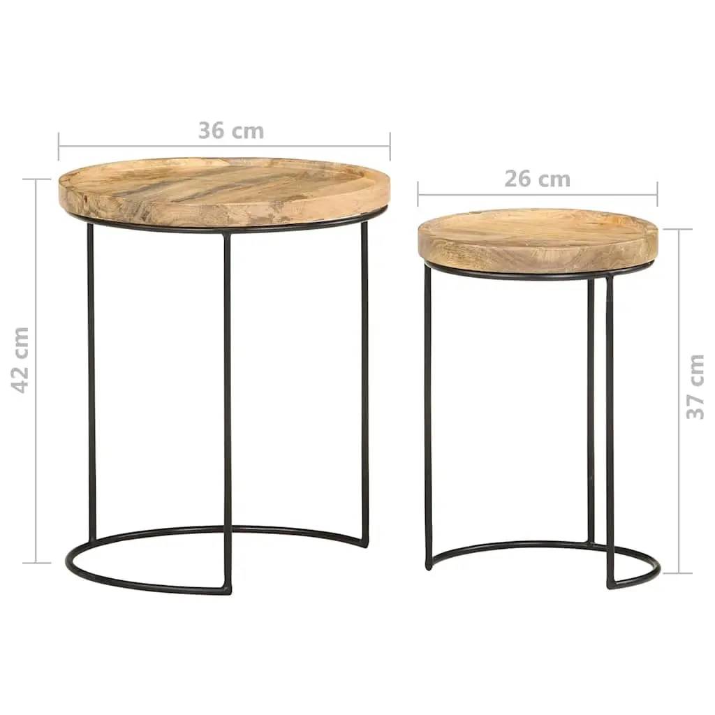 2 Piece Coffee Table Set with Mango Wood Tops