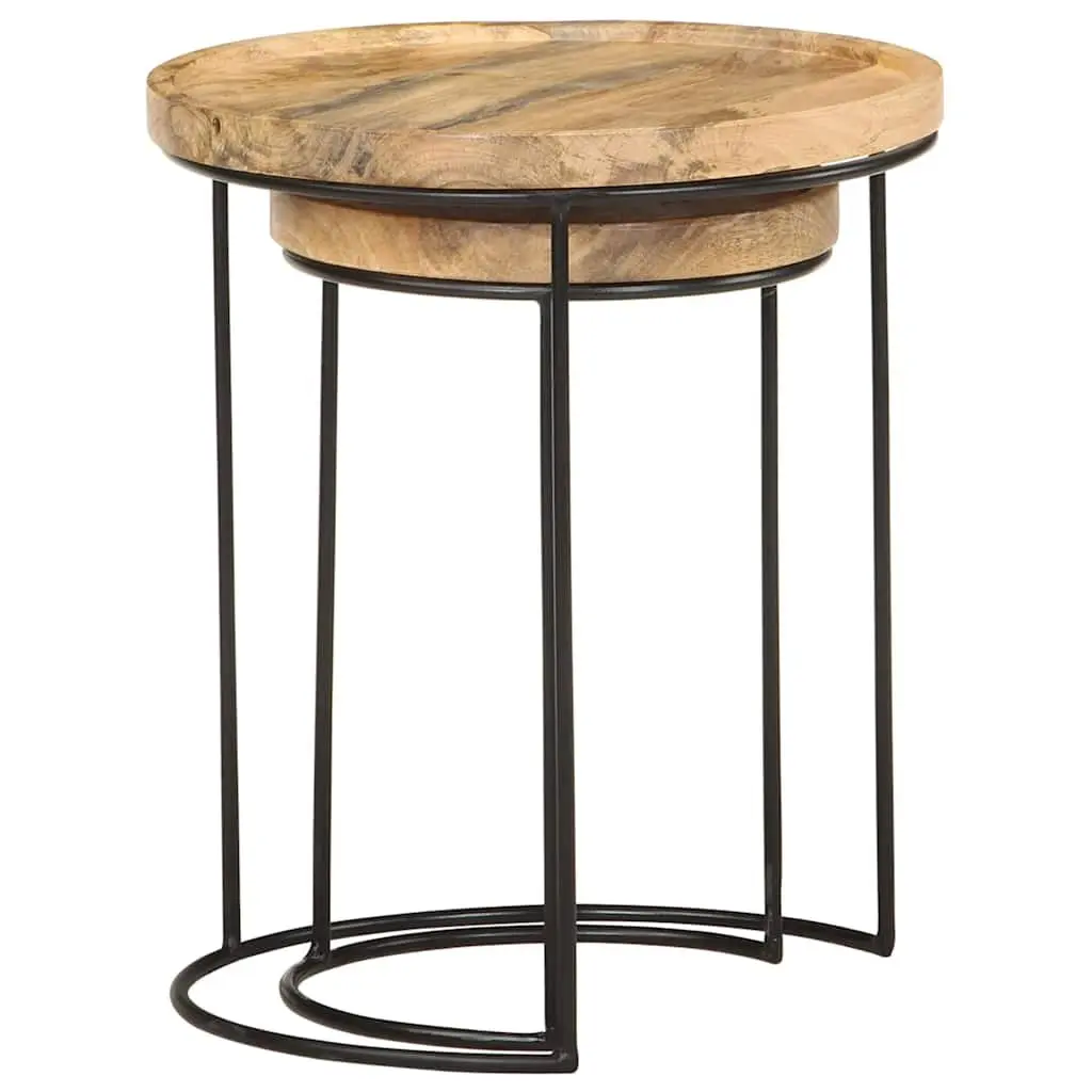 2 Piece Coffee Table Set with Mango Wood Tops