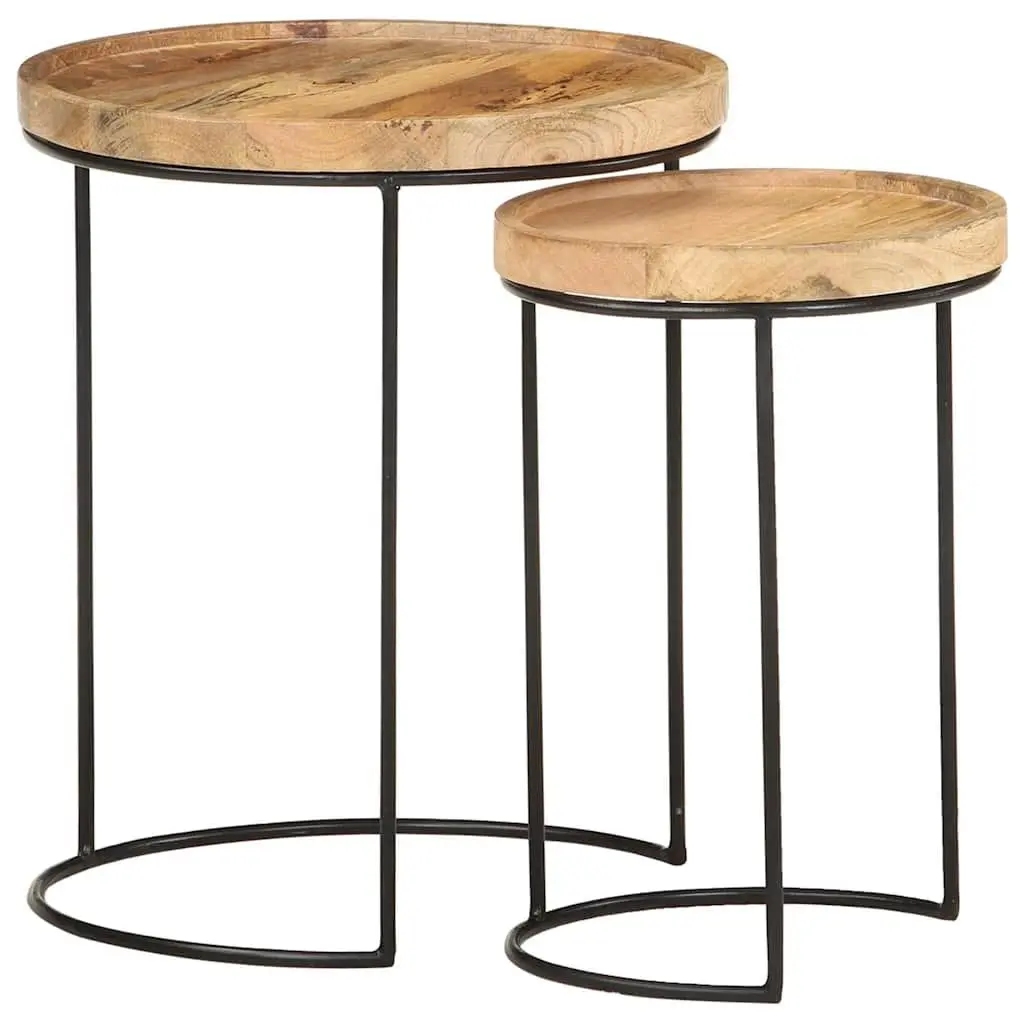 2 Piece Coffee Table Set with Mango Wood Tops