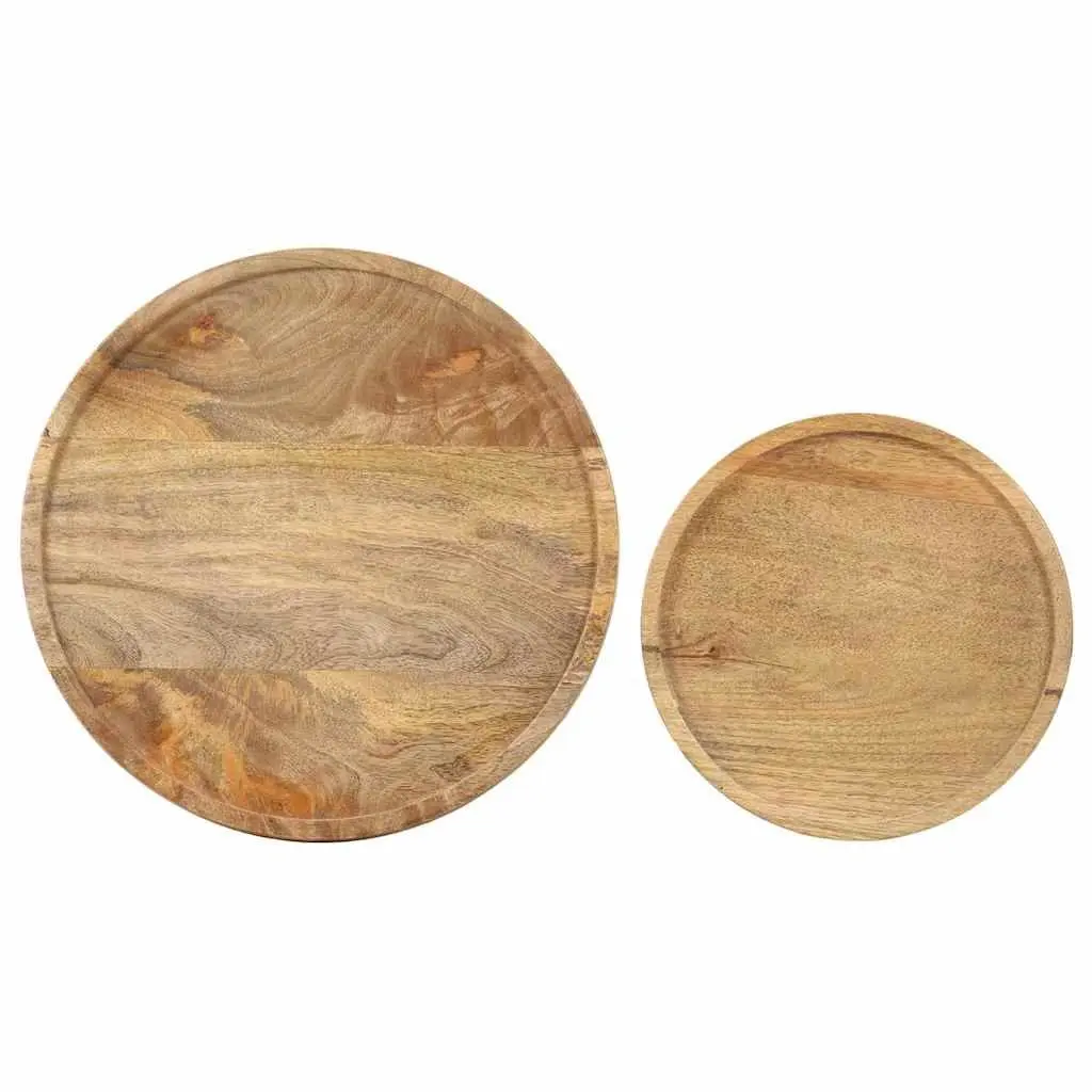 2 Piece Coffee Table Set with Mango Wood Tops