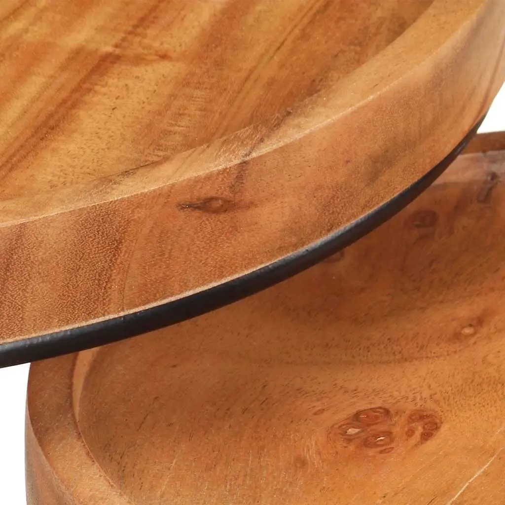 2 Piece Coffee Table Set in Brown Acacia Wood