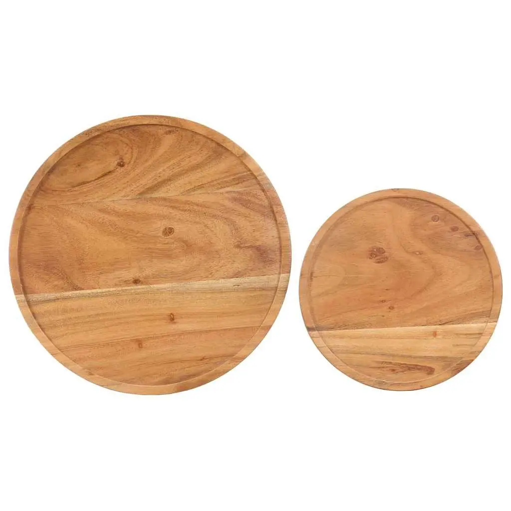 2 Piece Coffee Table Set in Brown Acacia Wood