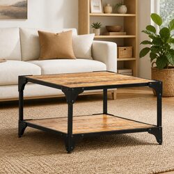 Coffee Table 60x60x35 cm Solid Mango Wood Storage Shelf Living Room Accent