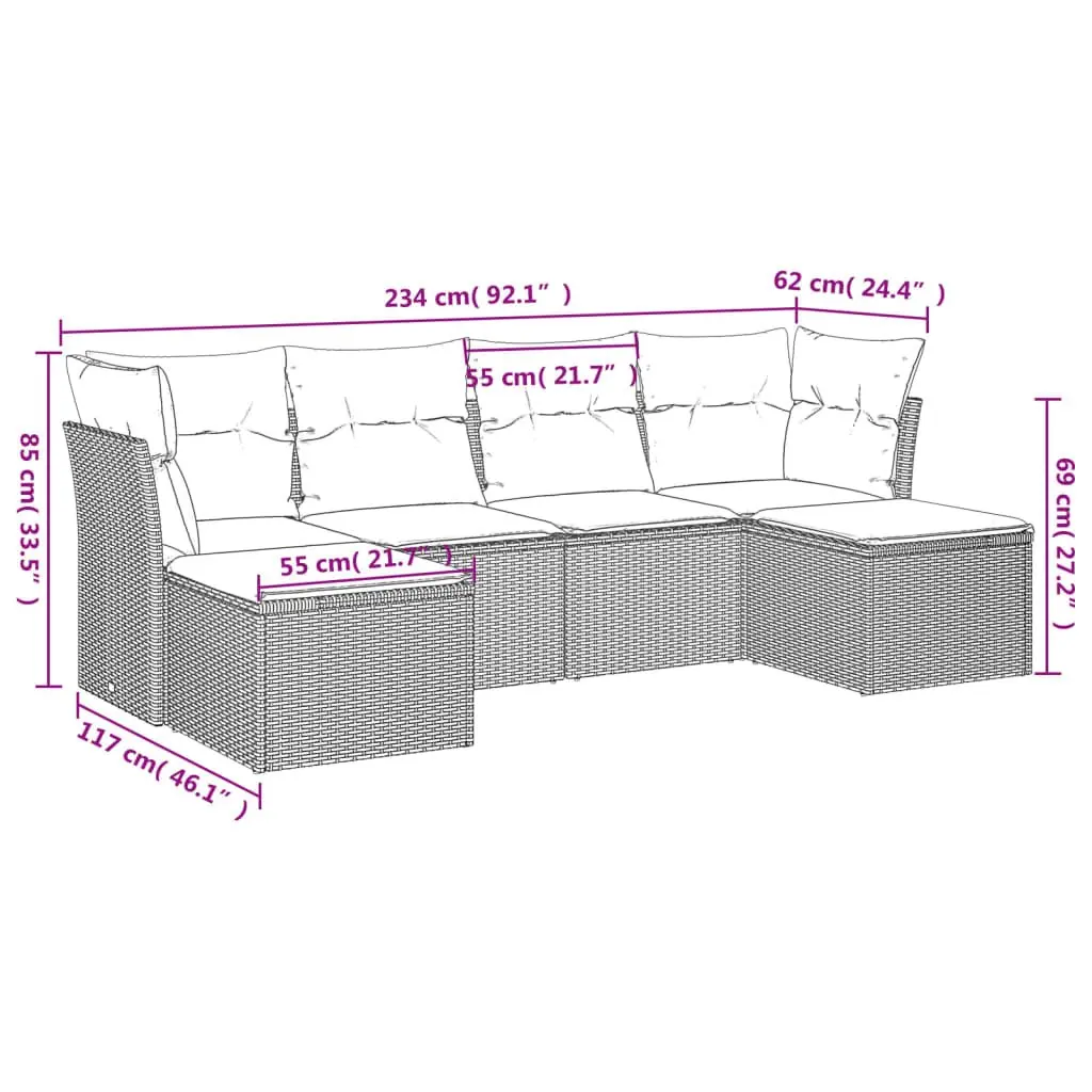 6 Piece Garden Sofa Set for Outdoor Spaces