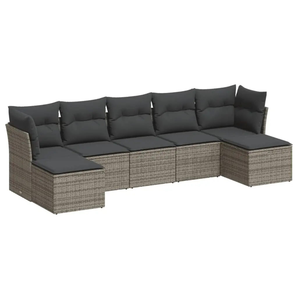 7 Piece Garden Sofa Set PE Rattan Modular Outdoor Furniture Cushions Grey