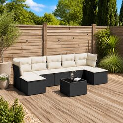Durable Black Poly Rattan 8 Piece Garden Sofa Set