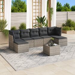 High-Quality 8-Piece Garden Sofa Set in Grey Poly Rattan