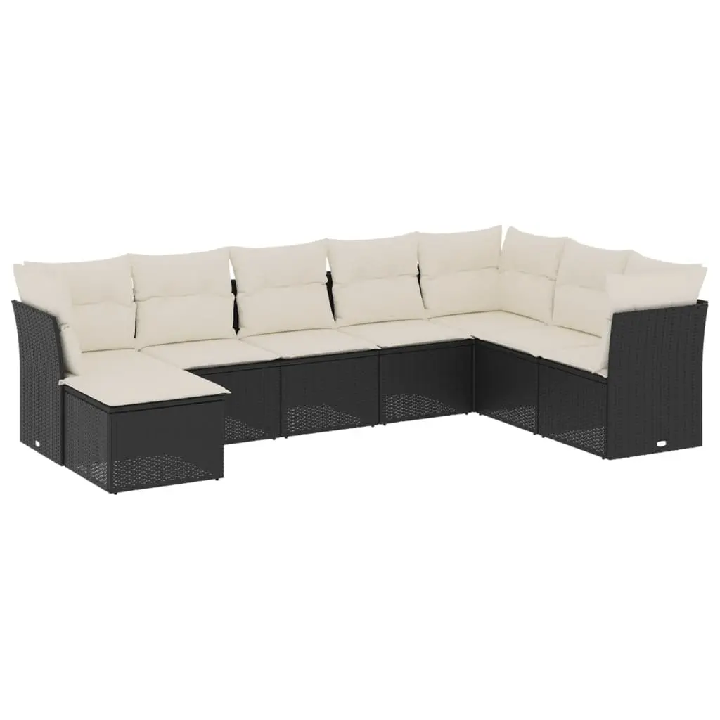 Garden Sofa Set PE Rattan 8 Piece Outdoor Furniture Patio Seating Black