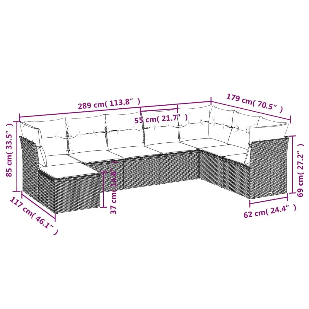 Garden Sofa Set PE Rattan 8 Piece Outdoor Furniture Patio Seating Black