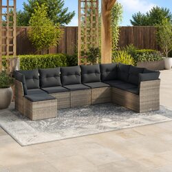 Durable 8 Piece Grey Modular Rattan Garden Sofa Set