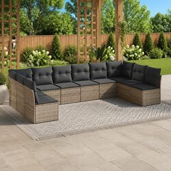 Durable 10 Piece Grey Modular Garden Sofa Set