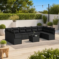 High-Quality Outdoor Garden Sofa Set 11 Piece Black