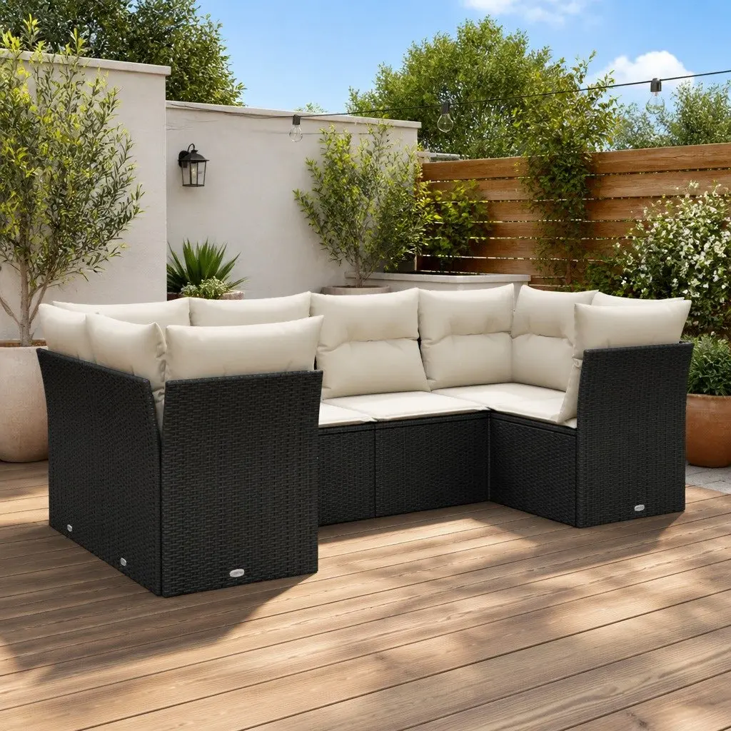 6 Piece Modular Garden Sofa Set in Black