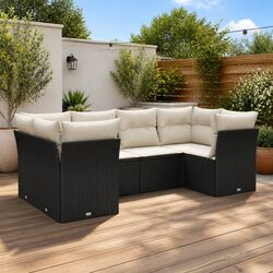 Premium 6 Piece Modular Garden Sofa Set in Black