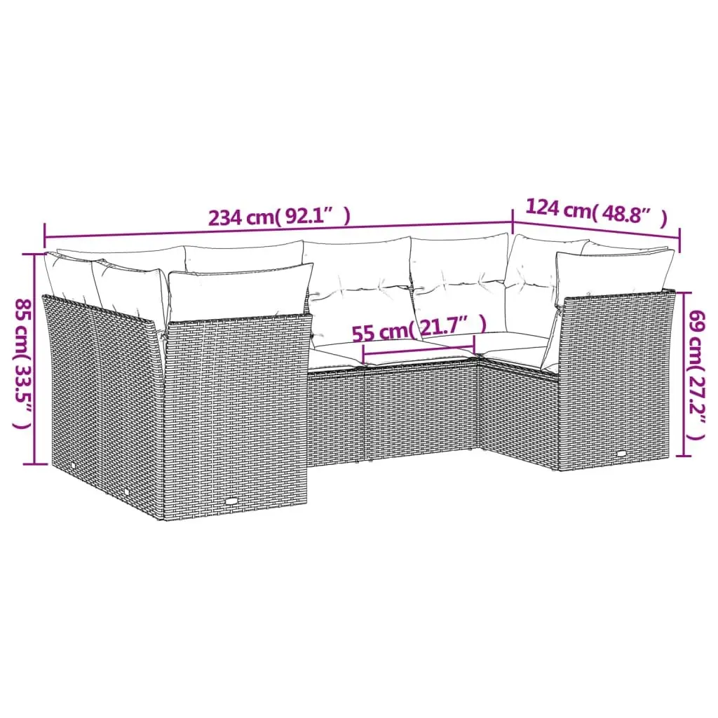 6 Piece Modular Garden Sofa Set in Black