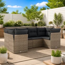 Durable Grey Garden Sofa Set 6 Piece Outdoor Furniture