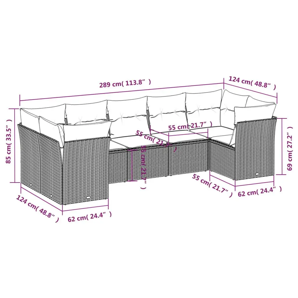 Outdoor Garden Sofa Set 7-Piece Modular