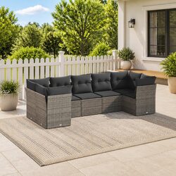 Durable 7 Piece Grey Modular Garden Sofa Set
