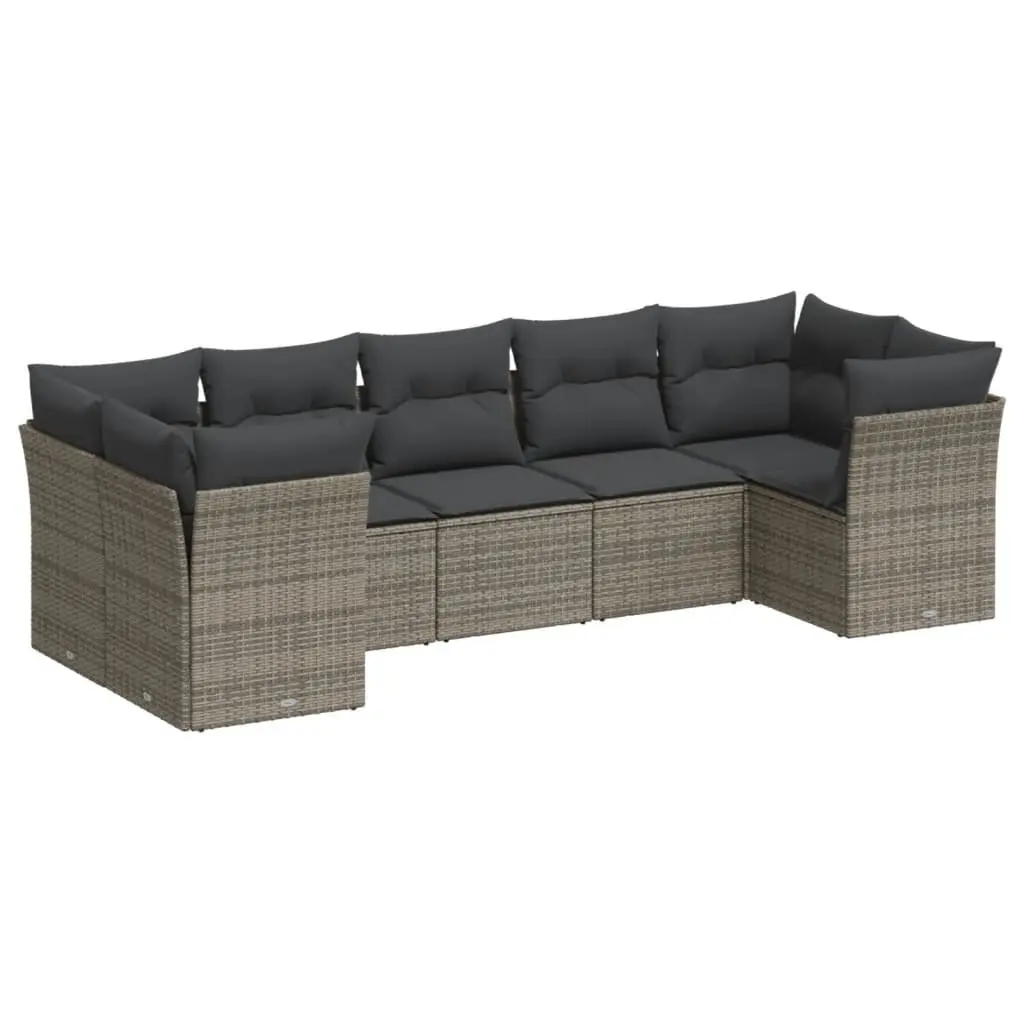Garden Sofa Set PE Rattan 7 Piece Outdoor Furniture Modular Grey