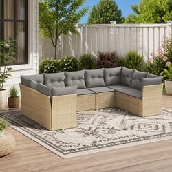 Durable 9 Piece Beige Modular Garden Sofa Set