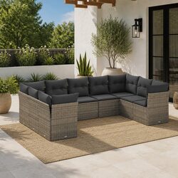 Durable 9 Piece Grey Garden Sofa Set for Outdoor Relaxation