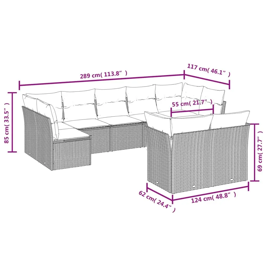 9 Piece Garden Sofa Set for Outdoor Relaxation
