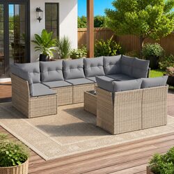 Durable Garden Sofa Set 10-Piece Outdoor Furniture Beige