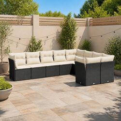 Black Modular 9 Piece Garden Sofa Set for Outdoor Use